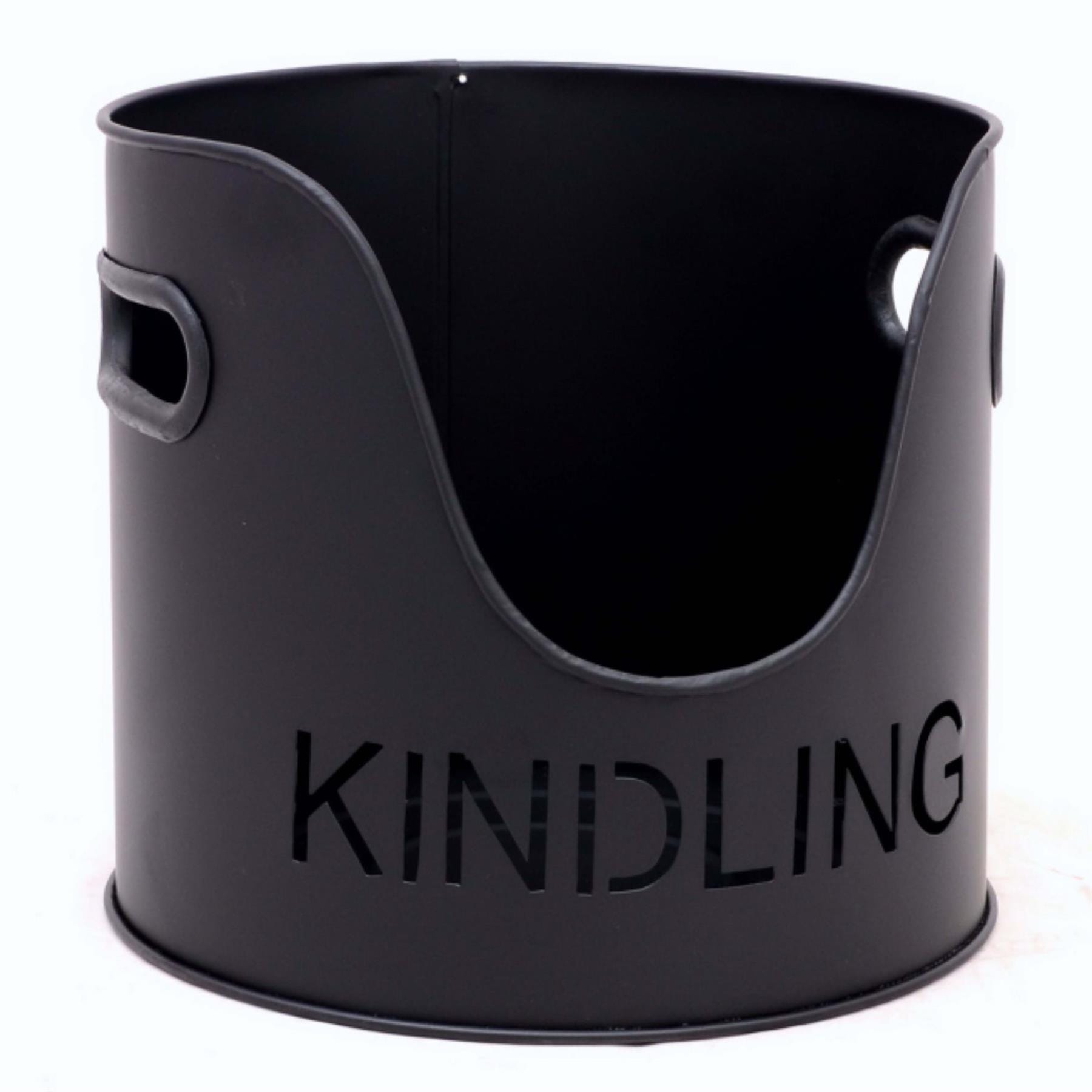 Castle Living Black Kindling Bucket – Elegant Fireplace Storage Solution