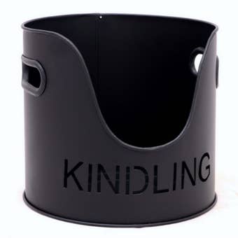 Castle Living Black Kindling Bucket – Elegant Fireplace Storage Solution