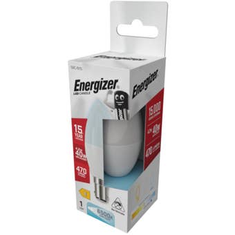 Energizer LED 4.2W B15 Candle Bulb 470 Lumens Daylight 6500K Opal Lamp Equivalent to 40W