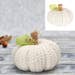 White Chenille Pumpkin Decoration 15cm – Soft Autumn and Halloween Plush Ornament