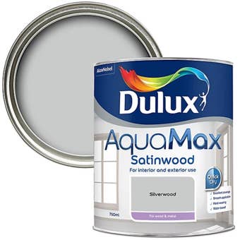 Dulux AquaMax Silverwood Satinwood Water-Based Paint 750ml for Interior and Exterior Wood and Metal Trim