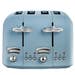 DeLonghi Argento Flora 4 Slice Toaster Blue Wide Slot Toaster with Defrost Function and 6 Browning Levels