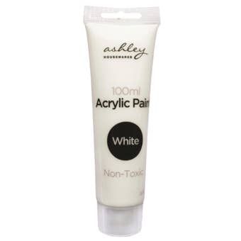 Ashley Acrylic Paint 100ml White – Non-Toxic Fast Drying Water-Based Craft Paint