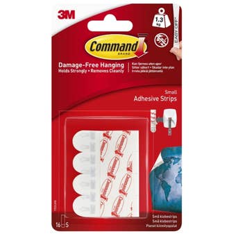 Command Small Adhesive and Refill Strips16 Pack Damage-Free Indoor Wall Hanging Strips I 1.3kg Capacity
