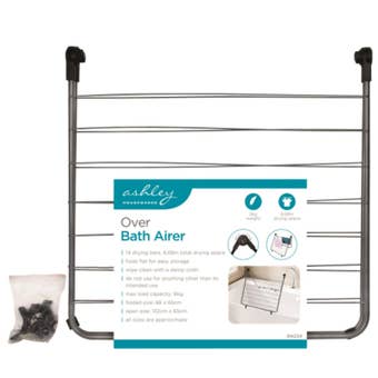 Ashley 8.68 Metre Folding Over Bath Clothes Airer with 14 Bars and 6kg Load Capacity
