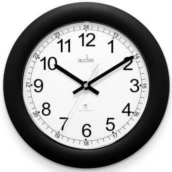 Formia 29cm Black Radio Controlled Wall Clock – Precision Atomic Timekeeping with Modern Design