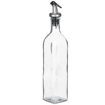 Glass Oil Bottle with Dispenser Stopper 500ml – Premium Glass and Steel Olive Oil Pourer