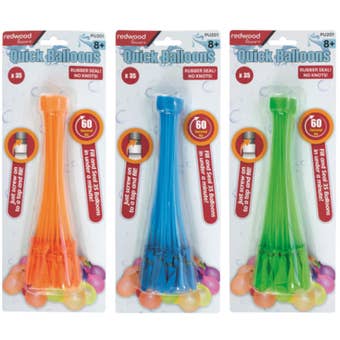 Redwood Quick Fill Self-Sealing Water Balloons with Hose Adapter – 35 Pack