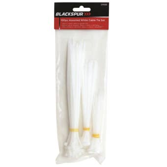 Blackspur White Assorted Cable Tie Set 100 Piece – Self Locking Nylon Ties