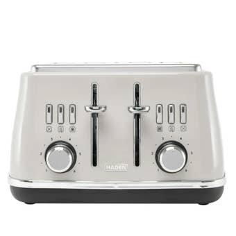Haden Cotswold 4 Slice Toaster Putty – Retro Style Toaster with Dual Controls and Wide Slots