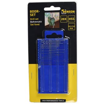 Benson HSS Micro Drill Bit Set 0.3 mm to 1.6 mm – Precision Mini Drill Set I 20 Piece