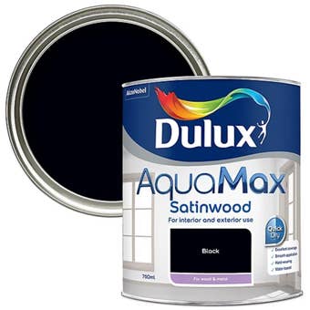 Dulux AquaMax Satinwood Black Metal and Wood Paint 750ml
