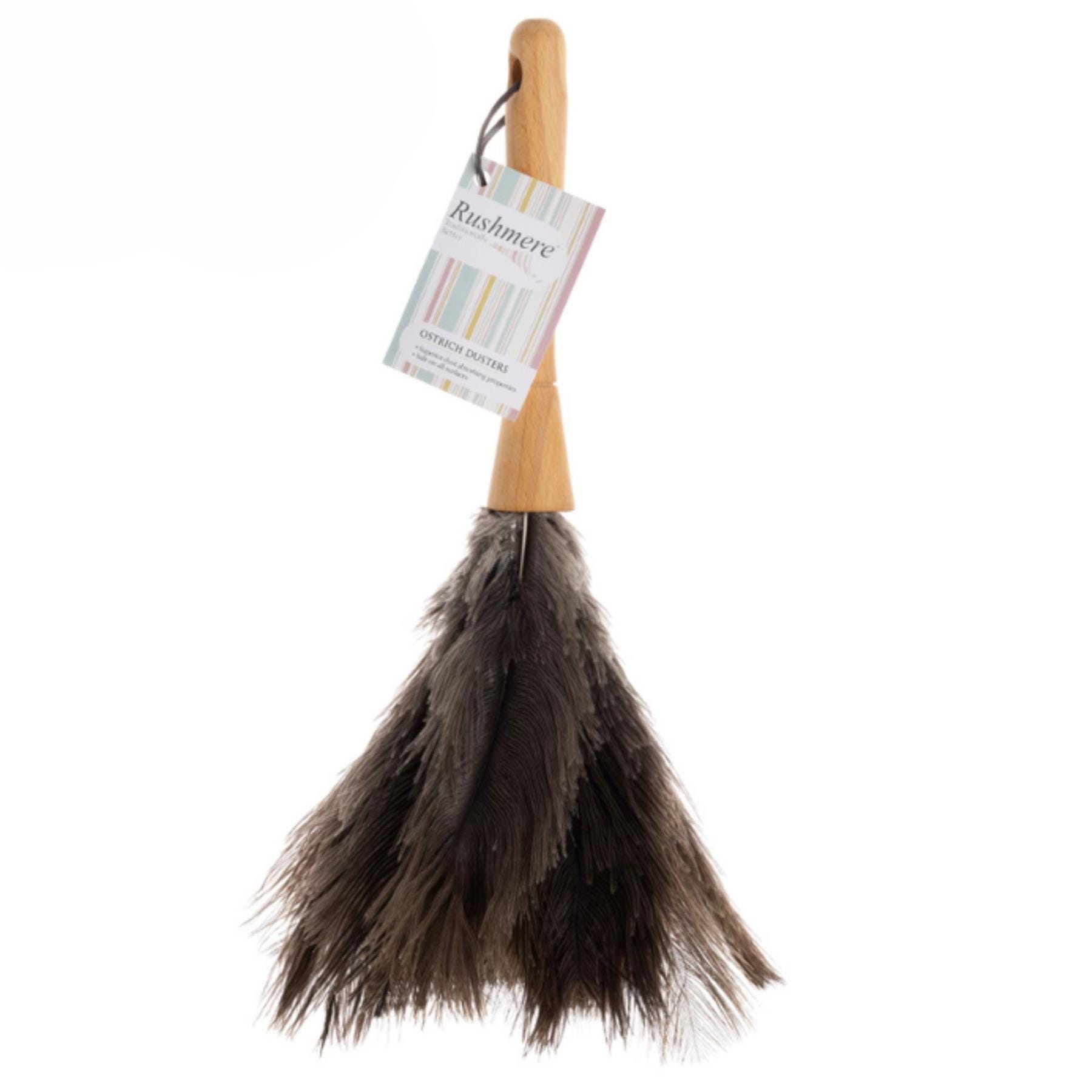 Rushmere Premium 15-Inch Ostrich Feather Duster – Medium Size with Wooden Handle for Delicate Dusting of Furniture, Fixtures and Antiques
