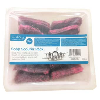 Ashley 12 Piece Soap Filled Scourer Pads – Heavy Duty Grease and Stain Remover for Pots and Pans