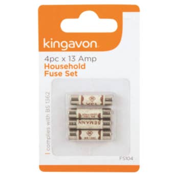 Kingavon 4 Piece 13 Amp Household Fuse Set – BS1362 Approved Replacement Fuses