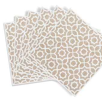 D-C-Fix Lina Beige & White Self-Adhesive Vinyl Wall Tiles 15.25cm x 15.25cm Pack of 6 – Moroccan Style Waterproof Splashback