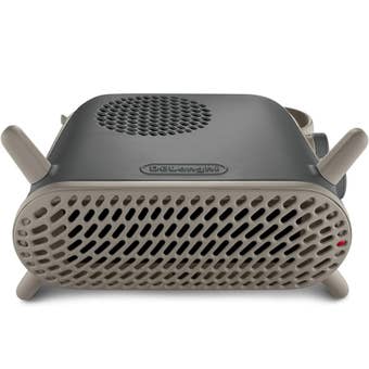DeLonghi Capsule Fit Grey 2000W Fan Heater – Dual Position Compact Heater with Quiet Operation