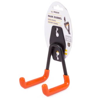 Benson Double Storage Hook 70 x 60 mm Black and Orange – Heavy Duty Wall-Mounted Tool Hook