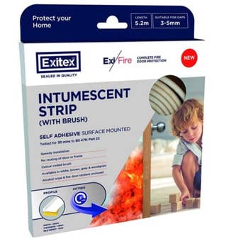 Exitex 5.2m Self Adhesive Surface Mounted Intumescent Fire Door Strip Brown – 30 Minute Rated