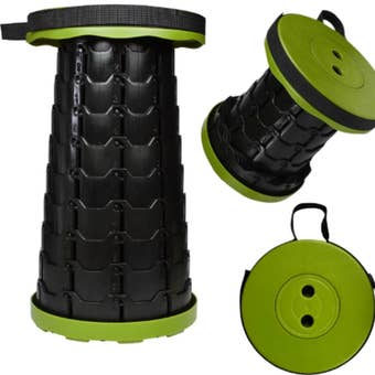 Benson Folding Portable Stool Green Adjustable Height 6 to 46cm Lightweight ABS for Indoor and Outdoor Use