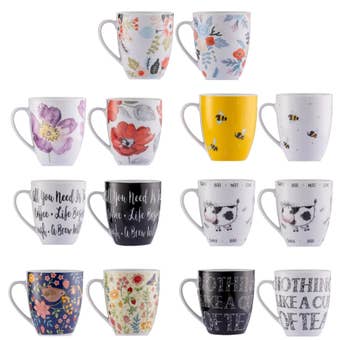 Price & Kensington Assorted Mugs 6 Pack – Durable Porcelain Mugs for Everyday Use