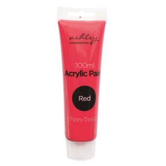 Ashley Acrylic Paint 100ml Red – Non-Toxic Fast Drying Water-Based Craft Paint