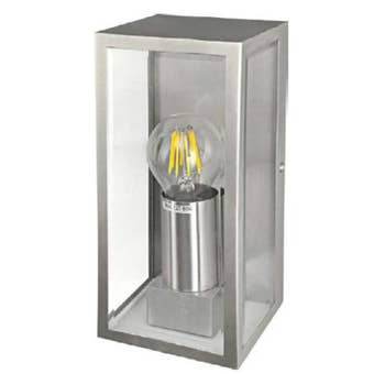 Diane E27 Outdoor Wall Lamp – IP44 Rated Stainless Steel and Clear Glass Light Fixture for Exterior Walls, 60W Max