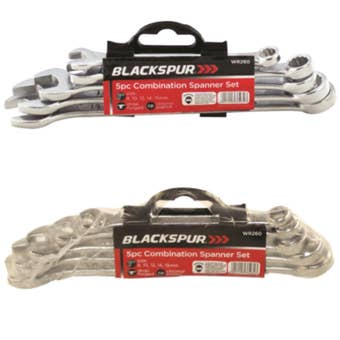 Blackspur 5 Piece Combination Spanner Set – Metric Drop Forged Carbon Steel
