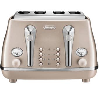 De’Longhi Icona Metallics 4 Slice Toaster Beige – Stylish Design with Versatile Functions