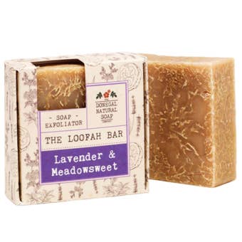 Lavender & Meadowsweet Loofah Natural Soap I Handmade Irish Exfoliating Soap with Patchouli and Cedarwood Essential Oils