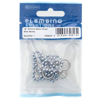 Classic Chrome 18" Basin Plug Chain with Hooks – Durable and Practical