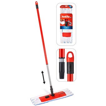 Tonkita TK780A Spikko Mop – Antibacterial Microfibre Floor Mop with Telescopic Handle for Fast and Powerful Cleaning on All Floor Types