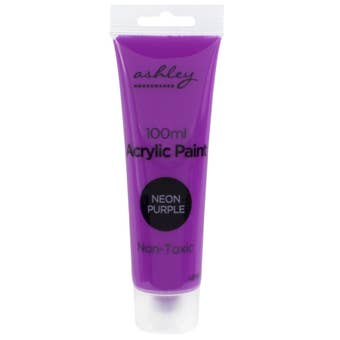Ashley Acrylic Paint 100ml Neon Purple – Non-Toxic Fast Drying Water-Based Craft Paint