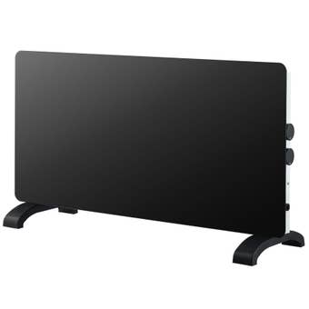 De Vielle Glass Convector Heater 2000W Black – Freestanding Electric Heater with Thermostat and Safety Cut-Out