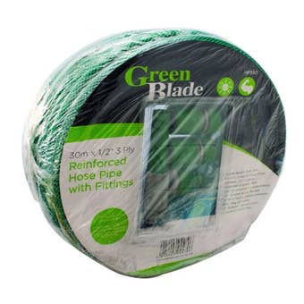 Greenblade 15m x 1/2 Inch Reinforced Garden Hose Pipe – 3 Ply Polyester Fibre, Anti Kink, UV Resistant, Easy Clean, 15 Bar Pressure