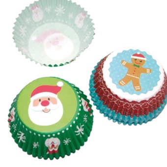 Christmas Muffin Baking Moulds – 50 Pack Assorted Festive Designs I 7 x 3 cm