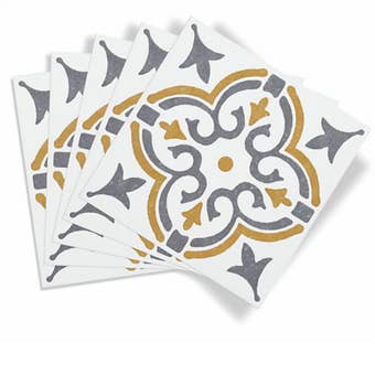 D-C-Fix Jamila Gold Self-Adhesive Wall Tiles 15cm x 15cm Pack of 6 – Waterproof Peel & Stick Splashback