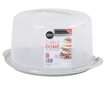 Deluxe Deep Round Plastic Cake and Cheese Dome 15cm Silver and Clear with Handle