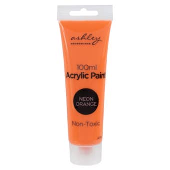 Ashley Acrylic Paint 100ml Neon Orange – Fast Drying, Non-Toxic, Water-Based Craft Paint