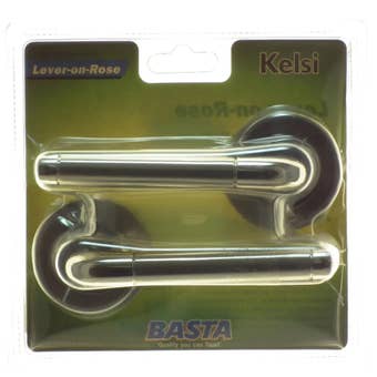 Basta Kelsi On Rose Handle SNP – Satin Nickel Plate Door Handle