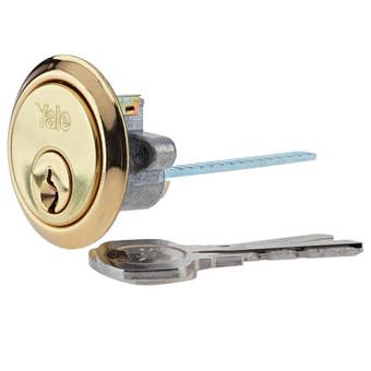 Yale Brass Plated Metal Single Rim Cylinder Door Lock I Replacement Rim Cylinder with 2 Keys