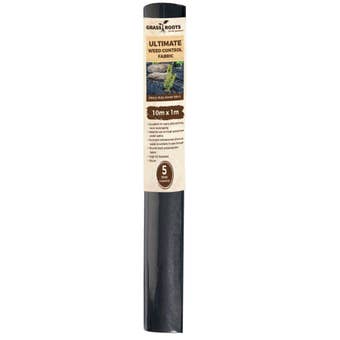 Grass Roots Ultimate Heavy Duty Weed Control Fabric 10m x 1m Black Landscape Membrane