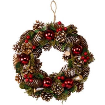 YuleFest Wreath 36cm – Rustic Christmas Door Wreath