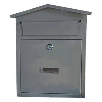Arboria Chester Wall Mounted Grey Postbox – Lockable Galvanised Steel Outdoor Mailbox 37x30x12cm