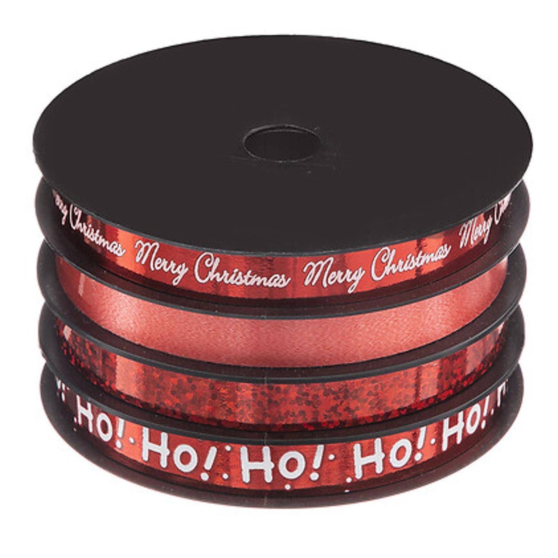 Christmas Ribbon 10mm x 5m – Festive Gift Wrapping and Decoration Ribbon in Red, Gold and Silver