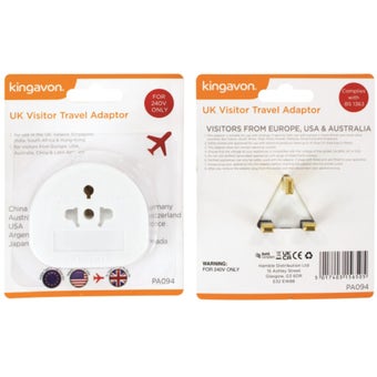 Kingavon UK Visitor Travel Adaptor – Type C & USA to UK Type G Plug