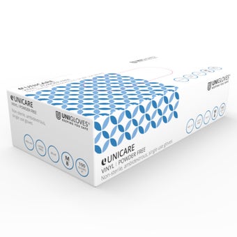 Unicare Disposable Vinyl Gloves Powder Free Clear Blue Large - 100 Pack