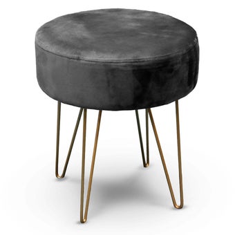 Velour Stool 35 x 40cm - Grey