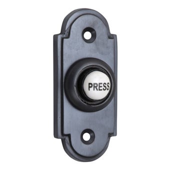 Victorian Bell Push with China Press Button - Matt Black