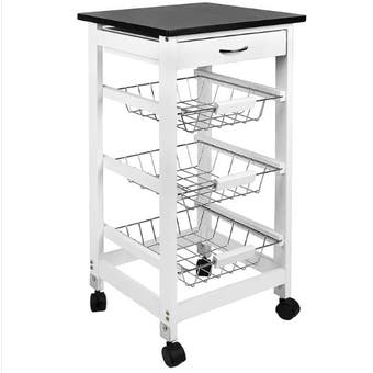 Chef Vida 3 Tier Wooden Kitchen Trolley - White